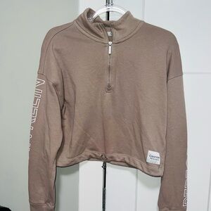 Calvin Klein Performance Beige Quarter-Zip Top